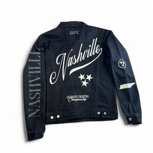 UFC Nashville black denim jacket with white accents size M